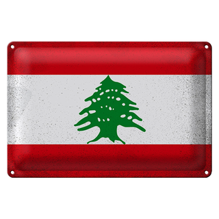 Blechschild Flagge Libanon 30x20cm Flag of Lebanon Vintage
