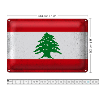 Blechschild Flagge Libanon 30x20cm Flag of Lebanon Vintage