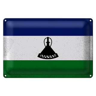 Blechschild Flagge Lesotho 30x20cm Flag of Lesotho Vintage