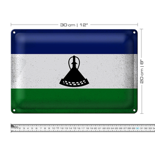 Blechschild Flagge Lesotho 30x20cm Flag of Lesotho Vintage