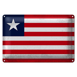 Blechschild Flagge Liberia 30x20cm Flag of Liberia Vintage