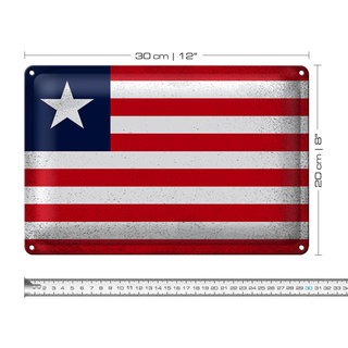 Blechschild Flagge Liberia 30x20cm Flag of Liberia Vintage