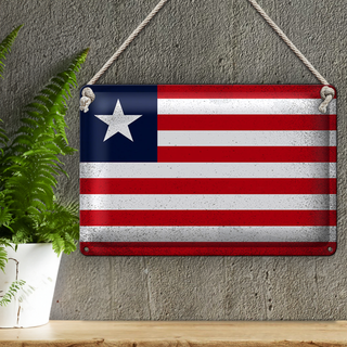 Blechschild Flagge Liberia 30x20cm Flag of Liberia Vintage