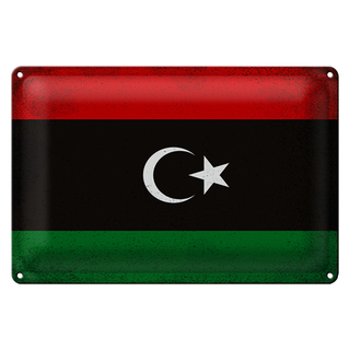 Blechschild Flagge Libyen 30x20cm Flag of Libya Vintage