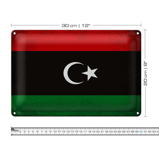Blechschild Flagge Libyen 30x20cm Flag of Libya Vintage