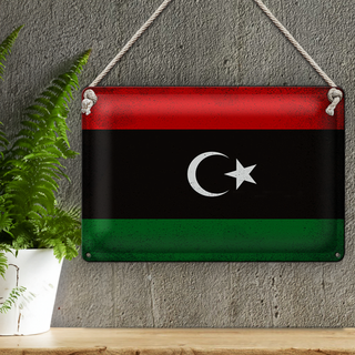 Blechschild Flagge Libyen 30x20cm Flag of Libya Vintage