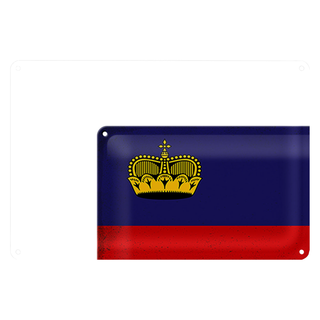 Blechschild Flagge Liechtenstein 30x20cm Flag Vintage