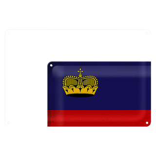 Blechschild Flagge Liechtenstein 30x20cm Flag Vintage