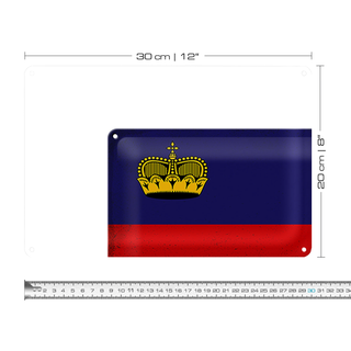Blechschild Flagge Liechtenstein 30x20cm Flag Vintage