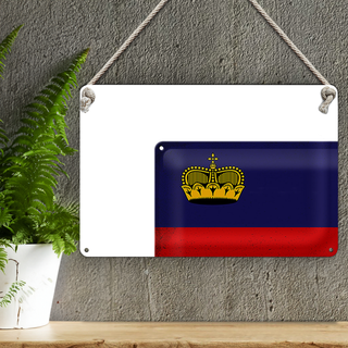 Blechschild Flagge Liechtenstein 30x20cm Flag Vintage