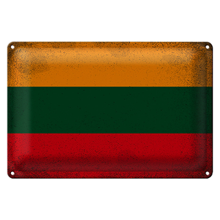 Blechschild Flagge Litauen 30x20cm Flag Lithuania Vintage