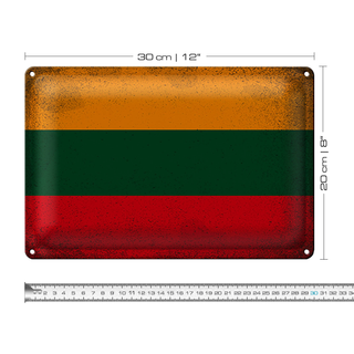 Blechschild Flagge Litauen 30x20cm Flag Lithuania Vintage