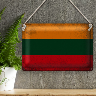 Blechschild Flagge Litauen 30x20cm Flag Lithuania Vintage