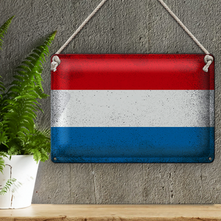 Blechschild Flagge Luxemburg 30x20cm Luxembourg Vintage