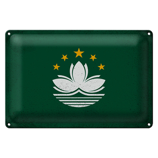 Blechschild Flagge Macau 30x20cm Flag of Macau Vintage