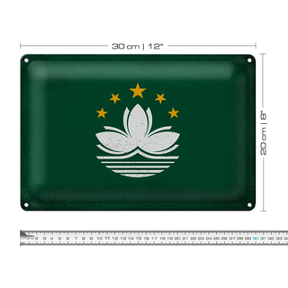 Blechschild Flagge Macau 30x20cm Flag of Macau Vintage