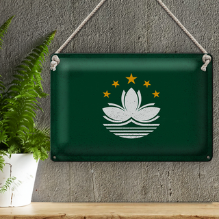 Blechschild Flagge Macau 30x20cm Flag of Macau Vintage