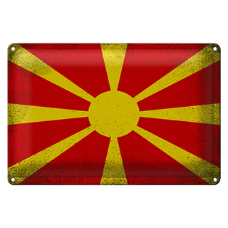 Blechschild Flagge Mazedonien 30x20cm Macedonia Vintage