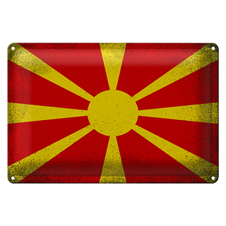 Blechschild Flagge Mazedonien 30x20cm Macedonia Vintage