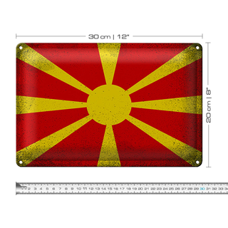 Blechschild Flagge Mazedonien 30x20cm Macedonia Vintage