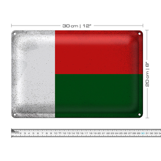 Blechschild Flagge Madagaskar 30x20cm Madagascar Vintage