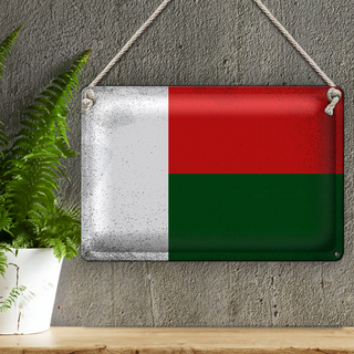 Blechschild Flagge Madagaskar 30x20cm Madagascar Vintage