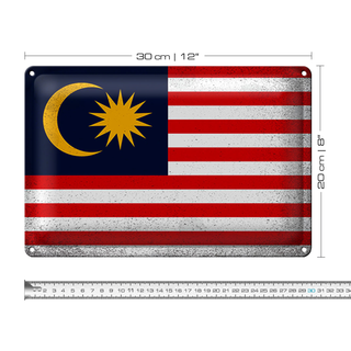 Blechschild Flagge Malaysia 30x20cm Flag Malaysia Vintage