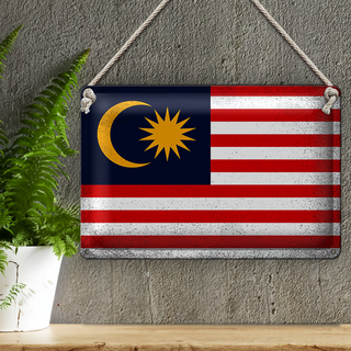 Blechschild Flagge Malaysia 30x20cm Flag Malaysia Vintage
