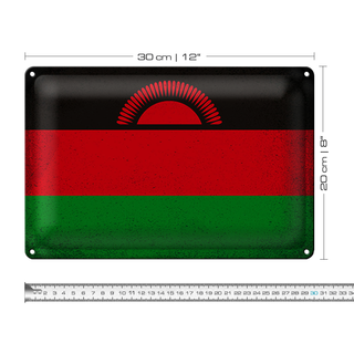 Blechschild Flagge Malawi 30x20cm Flag of Malawi Vintage