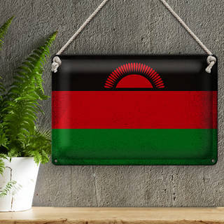 Blechschild Flagge Malawi 30x20cm Flag of Malawi Vintage