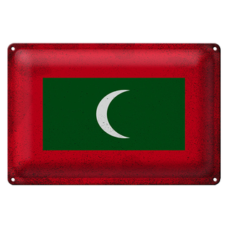 Blechschild Flagge Malediven 30x20cm Flag Maldives Vintage
