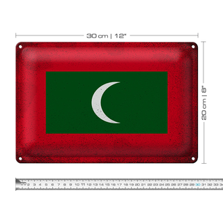 Blechschild Flagge Malediven 30x20cm Flag Maldives Vintage