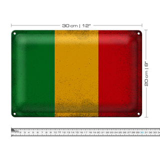 Blechschild Flagge Mali 30x20cm Flag of Mali Vintage