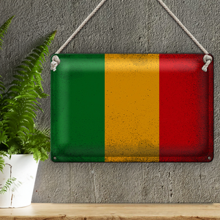 Blechschild Flagge Mali 30x20cm Flag of Mali Vintage