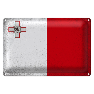Blechschild Flagge Malta 30x20cm Flag of Malta Vintage
