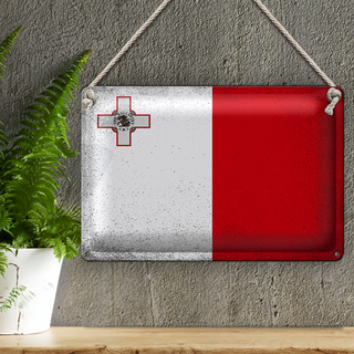 Blechschild Flagge Malta 30x20cm Flag of Malta Vintage
