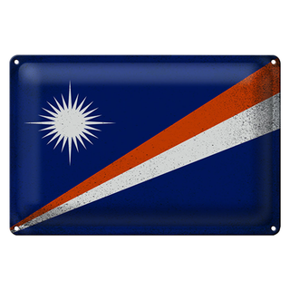 Blechschild Flagge Marshallinseln 30x20cm Flag Vintage