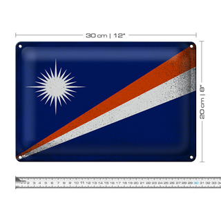 Blechschild Flagge Marshallinseln 30x20cm Flag Vintage