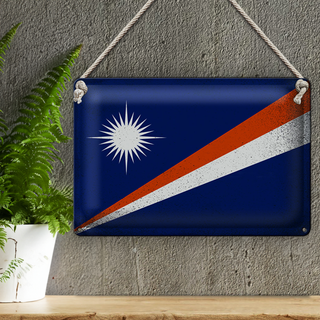 Blechschild Flagge Marshallinseln 30x20cm Flag Vintage