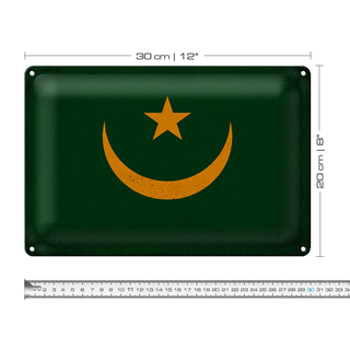 Blechschild Flagge Mauretanien 30x20cm Mauritania Vintage