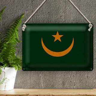 Blechschild Flagge Mauretanien 30x20cm Mauritania Vintage