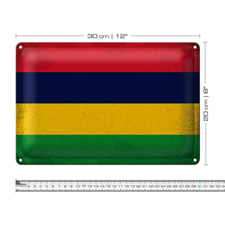 Blechschild Flagge Mauritius 30x20cm Flag Mauritius Vintage