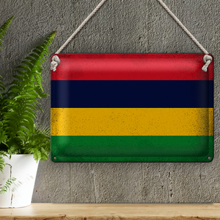 Blechschild Flagge Mauritius 30x20cm Flag Mauritius Vintage
