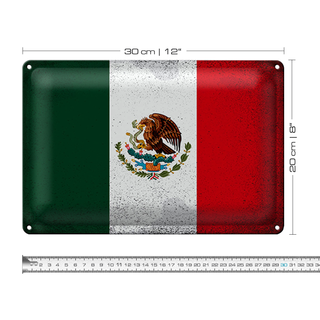 Blechschild Flagge Mexiko 30x20cm Flag of Mexico Vintage
