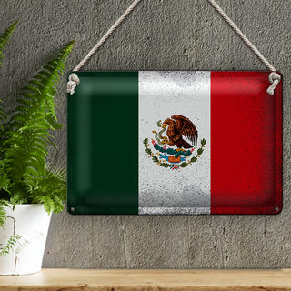 Blechschild Flagge Mexiko 30x20cm Flag of Mexico Vintage