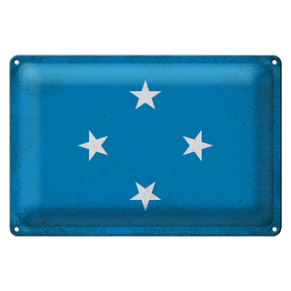 Blechschild Flagge Mikronesien 30x20cm Micronesia Vintage