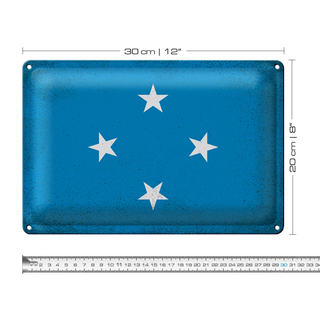 Blechschild Flagge Mikronesien 30x20cm Micronesia Vintage
