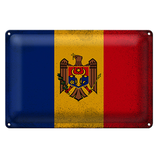 Blechschild Flagge Moldau 30x20cm Flag of Moldova Vintage