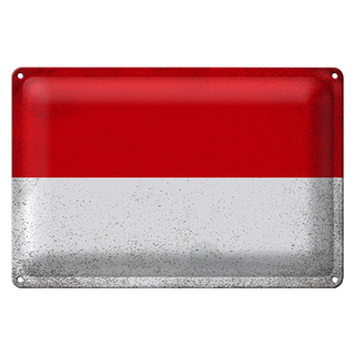 Blechschild Flagge Monaco 30x20cm Flag of Monaco Vintage