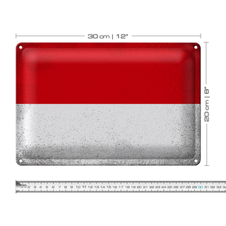 Blechschild Flagge Monaco 30x20cm Flag of Monaco Vintage